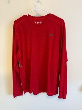 New Balance Men's Red Long-Sleeve Athletic Top